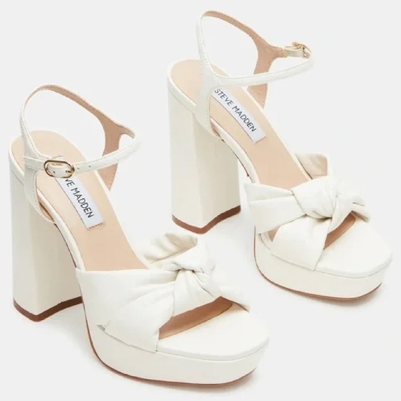 New Steve Madden "Lala" 9.5 Womens Platform Heel Ankle Strap Sandal w/Knot front - Picture 5 of 6